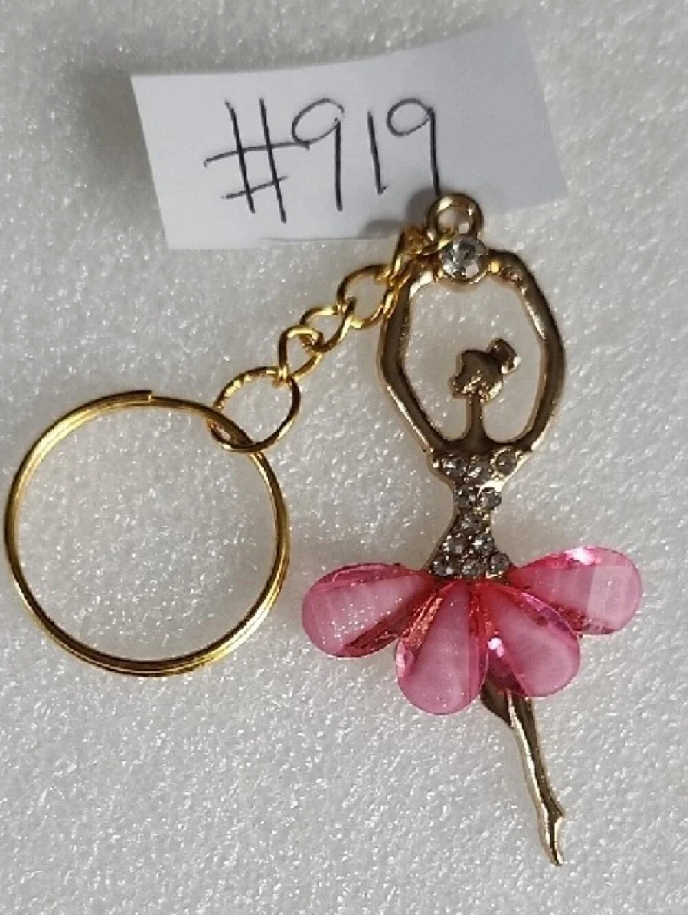 Hand Crafted Gold and Pink Ballerina Keychain Card Holder